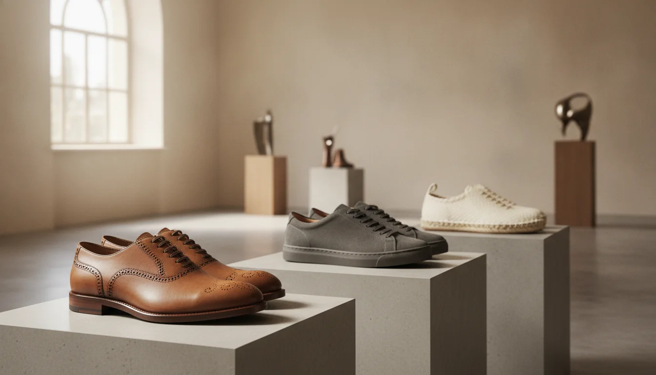 Boîte de chaussures, calculatrice et carnet pour le concept de calcul du rendement des stocks (composition différente)