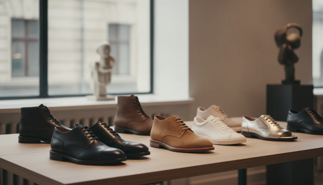 Responsable de magasin effectuant une analyse financière et une planification des stocks lors de l'achat en gros de chaussures. (composition différente)