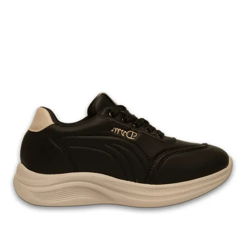 Siyah Bağcıklı Kadın Spor Sneaker – Akıllı Pet Detaylı – Günlük Rahat Model – Toptan — toptan ayakkabı görseli