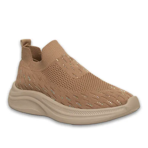 Nude Kadın Spor Sneaker – Bağcıksız Triko Tasarım – Nefes Alabilir Yapı – Gün Boyu Rahatlık ve Akıllı Pet Teknolojisi – Toptan — toptan ayakkabı görseli