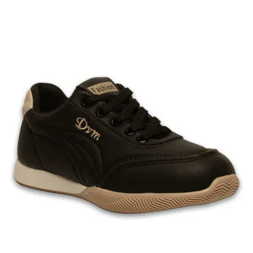 Siyah Bağcıklı Kadın Spor Sneaker – Günlük Kullanıma Uygun Rahat Model – Toptan — toptan ayakkabı görseli