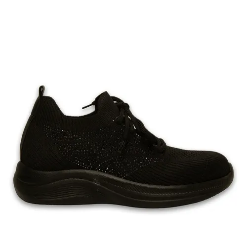 Siyah Kadın Spor Sneaker – Triko – Taşlı – Akıllı Pet – Toptan — toptan ayakkabı görseli