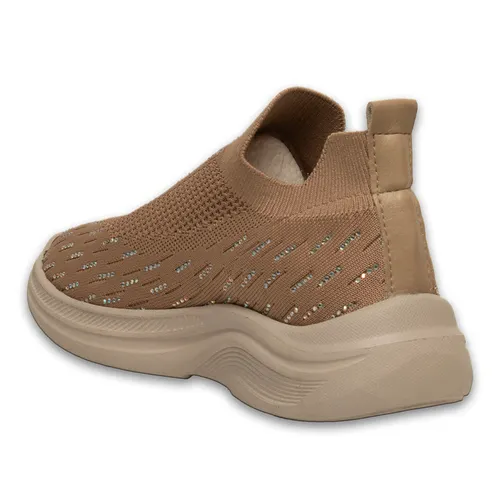 Nude Kadın Spor Sneaker – Bağcıksız Triko Tasarım – Nefes Alabilir Yapı – Gün Boyu Rahatlık ve Akıllı Pet Teknolojisi – Toptan — toptan ayakkabı görseli