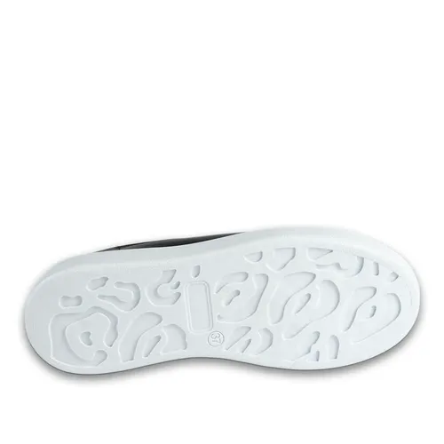 Kadın Spor Sneaker Siyah-Beyaz Bağcıklı Kumaş & 800 Gr Suni Deri, 2 mm EVA + Tela, Light PVC Tabanlı Hafif ve Yumuşak Model — toptan ayakkabı görseli
