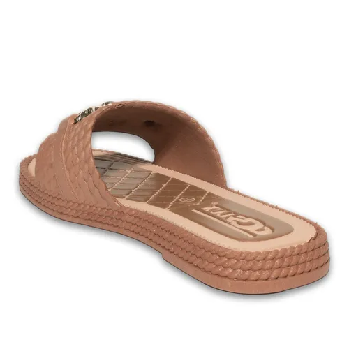Beige Flat Women's Slippers – Stylish Model Suitable for Summer Use, Lightweight and Comfortable All Day — wholesale footwear image