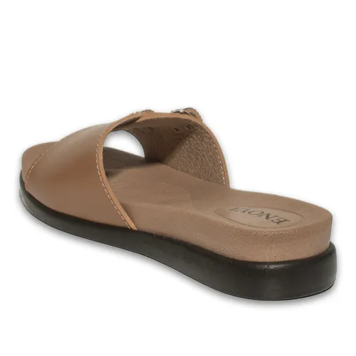 Nude Colour Faux Leather Flat Sandals – Elegant Design, Lightweight and Suitable for Summer Use Women's Model — wholesale footwear image